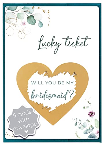 Joli Coon 5 Will you be my bridesmaid scratch cards with envelopes - 5 Bridesmaid proposal cards, Bridesmaid - 5pcs