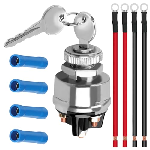 Ignition Key Switch 4-Position Universal Starter Switch Brass Silver Metal