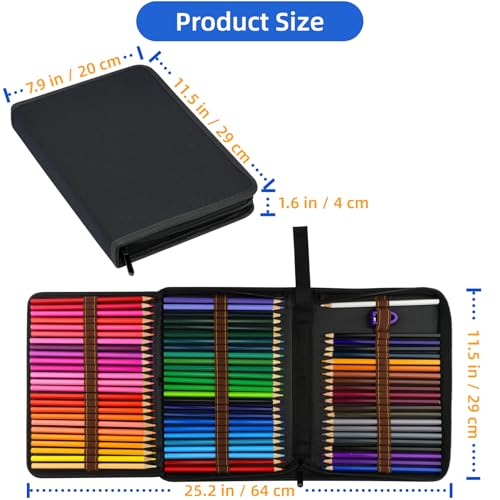 Image of 72 Slot Colored Pencil Case Portable Zipper Color Pencils Holder Organizer for Watercolor Pens Markers