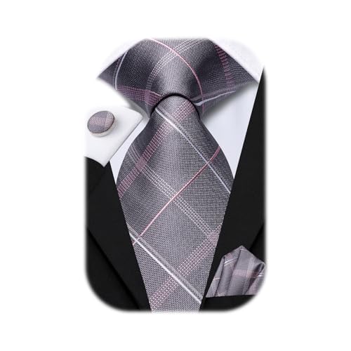 Image of Hi-Tie Men 63inches Tie Set Extra Long Necktie Paisley Tie Pocket Suqare Cufflinks Big and Tall Men Tie