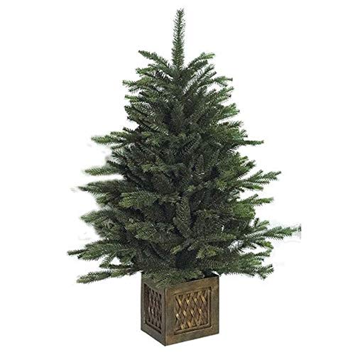 Albero di Natale ecologico con base effetto legno