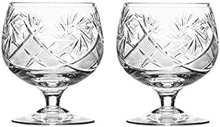 Set of 2 Hand Made Vintage Crystal Glasses, Brandy & Cognac Snifter, Old-Fashioned Glassware