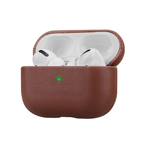 AirPods Pro Genuine Leather Case, Lopie [Handmade Series] AirPods Pro Cover Protective Skin, Portable Shockproof Shell Dust Dirt Proof Case for Apple Air Pods 3 Gen - Earthy Brown