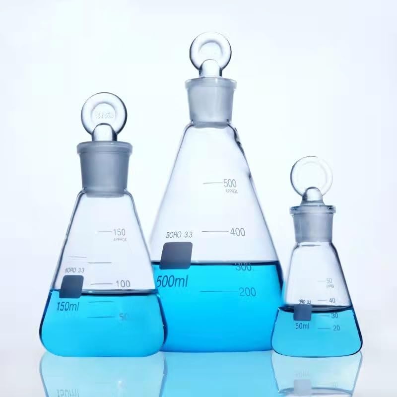 Provetta graduata in vetro, Matraccio conico in vetro borosilicato con tappi smerigliati 50-1000 ml #19#24#29(500ml N0.29)