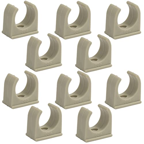 AERZETIX - C66827 - Set di 10 Morsetti/Clip di Fissaggio Semplice Ø20mm - PPR/Polipropilene - Supporto a Parete/Pavimento per Tubo Acqua - Impianto Idraulico Riscaldamento Sanitario Montaggio