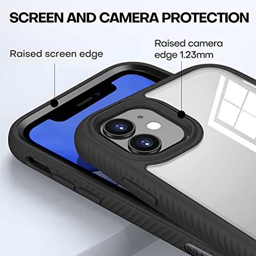Cellever Clear Full Body Case For Iphone 11, Heavy Duty Protection With Anti-Slip Tpu Bumper And [2 Tempered 9H Glass Screen Protectors] Shockproof Transparent Phone Cover 6.1 Inch (Black) #TOP3