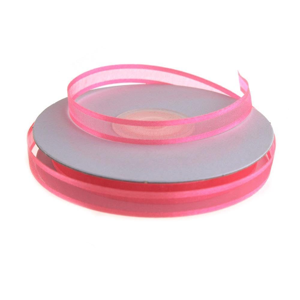 Homeford Satin-Edge Sheer Organza Ribbon, 3/8-inch, 25-Yard, Hot Pink