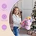 HollyHOME Unicorn Stick Horse Handcrafted Hobby Horse on a Stick with Wood Wheels Real Pony Neighing and Galloping Sounds Plush Unicorn Toy Purple 36 Inches(AA Batteries Required)