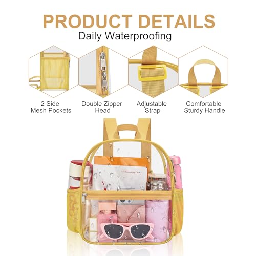 Image of Oraben Clear Backpack for Stadium Events, Clear Stadium Bag 12 x 6 x 11 in | Clear Bag for Game Day ,Sportsing, Concerts Works , Fast Security Check, Waterproof PVC, Adjustable Straps,2 Side Pockets
