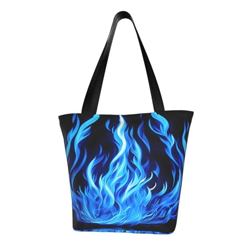 Indigo Flame print Print Lightweight Shoulder Bag Summer Outings Tote Bags Travel Hiking Work Casual Use