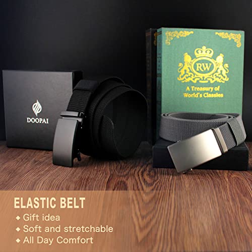 Image of DOOPAI Belt Men, elastic golf belts for men, 2 Pack Nylon Ratchet Belt Mens Belts Casual, Adjustable Trim to Fit