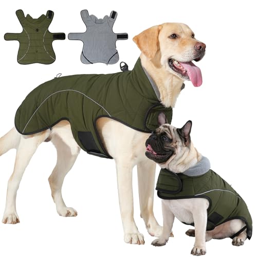 Flamingo Hundemantel Cujo Grün 35cm - Winterjacke Wasserabweisend Mit Reflektorstreifen