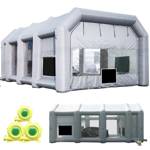 Sewinfla Professional Inflatable Paint Booth 39x20x13Ft with 3 Blowers (1100W+1100W+950W) & Air Filter System Portable Paint Booth Tent Garage Inflatable Spray Booth Painting for Cars