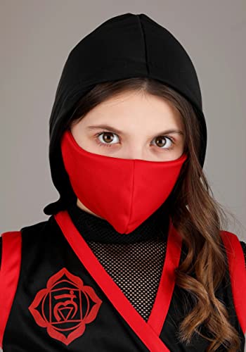 Disfraz ninja sigiloso para niñas negro y rojo miniatura 4