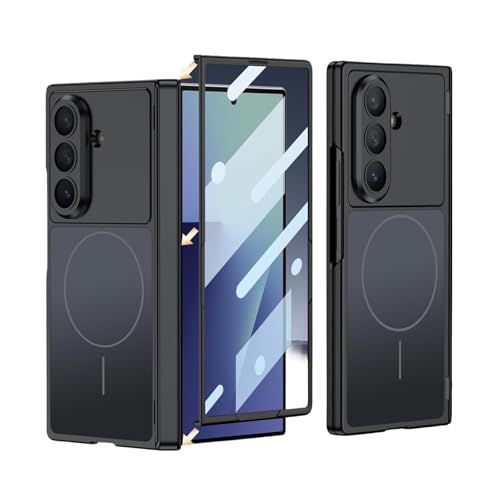 For Samsung Galaxy Z Fold 7�p �}�O�l�b�g�P�[�X ? ��ʕی�t�B���������A�S���ʑϏՌ��A�q���W�ی�A���b�L���HPC�V�F��,Black