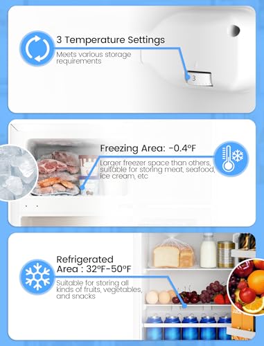 Image of COWSAR 2.5 Cu.Ft Mini Fridge with Freezer, Double Reversible Door Compact Apartment Refrigerator with 2 Removable Shelves, Commercial Dorm Fridge for Bedroom, Office, Kitchen, Dorm, White