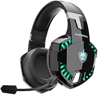 PS4 Gaming Headset for Xbox One, PS5, PC, PHOINIKAS G2000 Wired Over Ear Headphones with Detachable Noise Cancelling Mic, Bluetooth Wireless Earphones for Phone, One-Click 7.1 Sound, Up to 12h (Black)