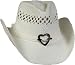 Women's Cowboy Hat with Heart, White, One Size