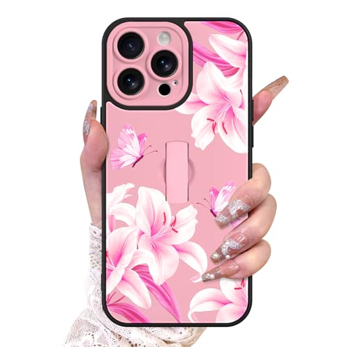 AIGOMARA Compatible with iPhone 14 Pro Max Case with Finger Strap, Butterfly Lily Floral Pattern for Women Girls, Slim Shockproof Soft TPU Protective Cover for iPhone 14 Pro Max 6.7 Inch, Pink by AIGOMARA - Image 7