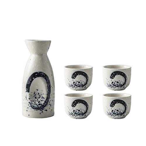 ELSEVN Japanese Sake Cup Set Sake Set Wine Glasses Hand Painted Porcelain Pottery Ceramic Cups -01