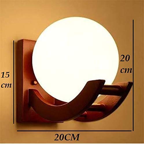 Image of Wooden & Glass Wall Light for Home, Cherry & White Decorative Wall Lamp with E27 Holder, Antique Wall Light Bulb Not Included, Pack of 4