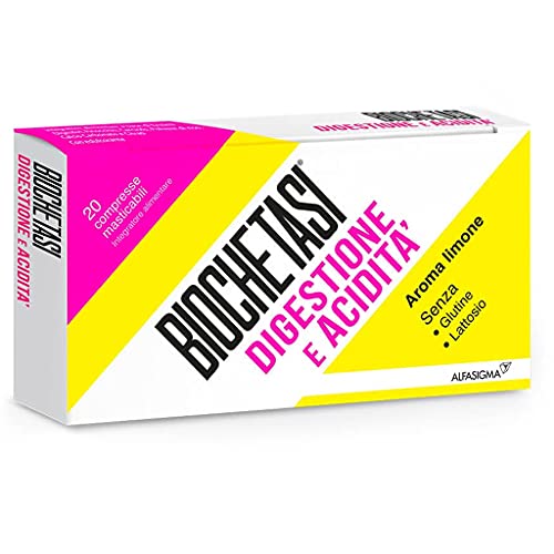 Digestione E Acidità 20 Compresse Masticabili Aroma Limone | Senza Glutine e Lattosio