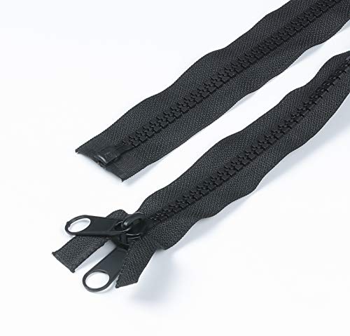 Idoqqo #10 Heavy Duty Zipper – Separating Plastic Zipper with Double Pull Tab Slider for Sewing Sleeping Bag Boat Cover Trampoline Dog Bag Tent (84 1pc)