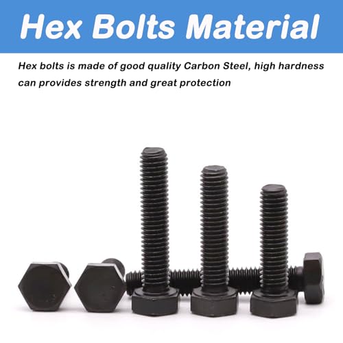 Image of 2 PCS M14x2.0 Hex Bolts M14-2.0 x 150mm Hex Head Screw Bolts, Carbon Steel Grade 8.8, M14 Hexagon Head Bolts, Metric Thread, Black Oxide Finish, Full Thread