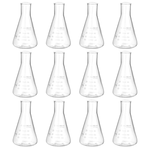 Fioles Erlenmeyer en verre borosilicate 100ml PATIKIL graduées pour expériences de chimie en lot de 12