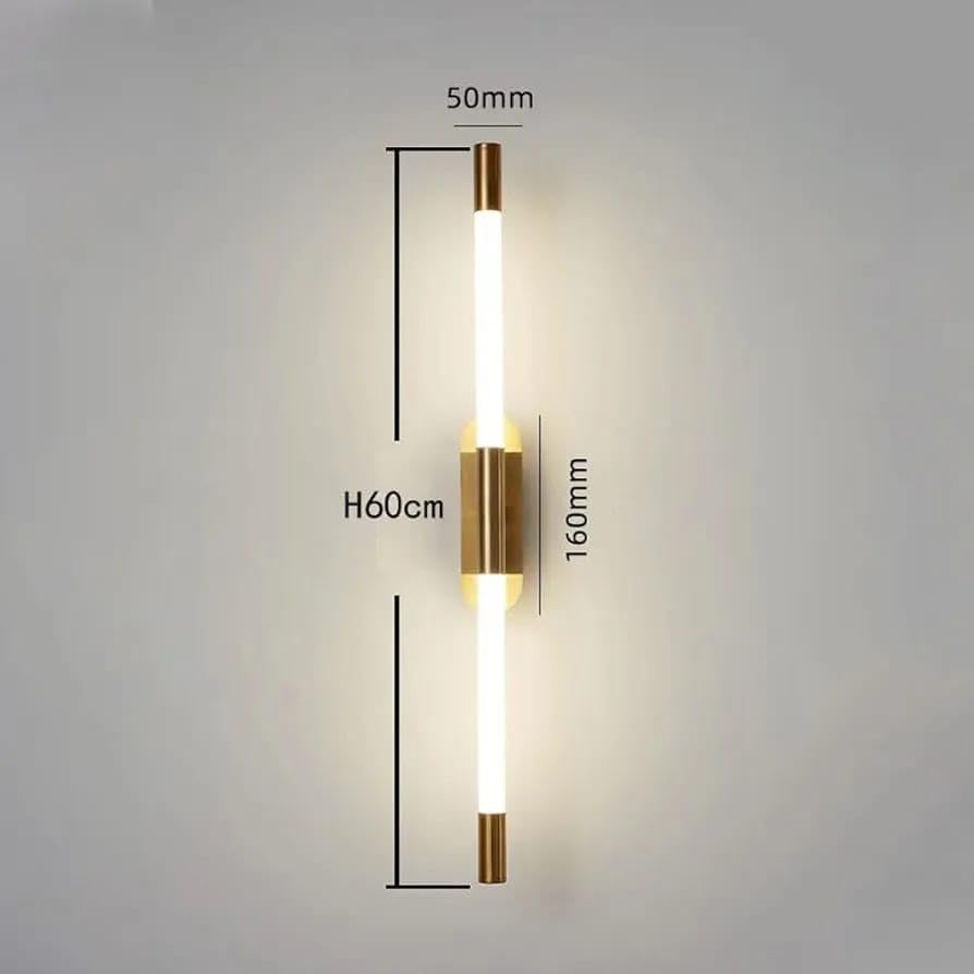 Image of Glowave Modern Golden 600mm Metal LED Long Tube Wall Light - Warm White