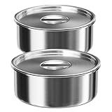 DECOMELODY Juego de 2 Cuencos Redondos de Acero Inoxidable para Vapor con Tapa Tamaño Mediano y Grande Aptos para Cocinar Arroz Huevos al Vapor y Recetas Japonesas Ideales para Camping y