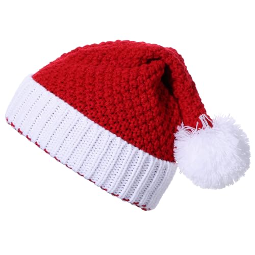 Andibro Weihnachtsmütze, Gestrickte Nikolausmütze für Erwachsene...