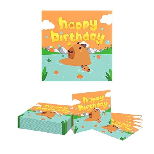 GlamRays 20 Piezas de Servilletas Capibara, Servilletas Capibara Cumpleaños Infantil, Decoración Capibara Cumpleaños Niños para Fiesta Infantil Niños y Niñas (33x33CM)