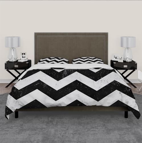 Housse de couette zigzag résistant aux plis avec fermeture éclair pour lit double 200x200