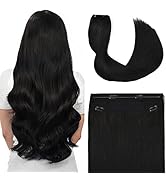 Kun na Hair Wire Extensions Invisible Double Drawn Real Long Hair Pieces with Adjustable Size Hea...