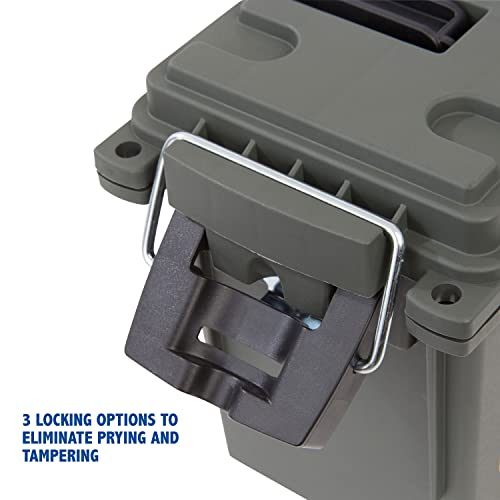 Image of Sheffield 12626 Ammo Storage Box, Stackable .30 Cal Field Boxes, Water and Dust Resistant, Lockable Storage Box with Handle, Secures Hunting Gear, Supplies, and Bullets, Made in USA, Green(Pack of 6)