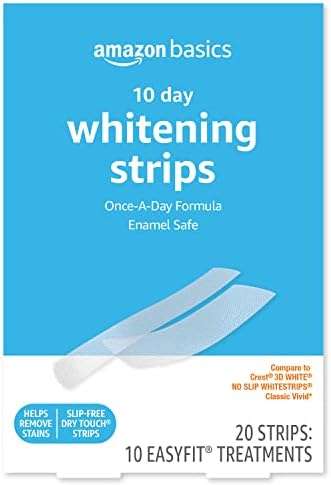 Amazon Basics 10 Day Teeth Whitening Strips Kit — main product photo from Amazon listing (ASIN B08QWW6V8T)