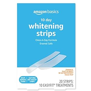 Amazon Basics 10 Day Teeth Whitening Strips Kit, 10 Treatments, 1-Pack (Previously Solimo)