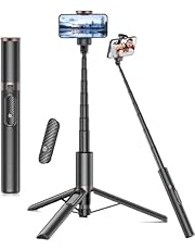 TONEOF 60&#34; Selfie Stick Tripod,Upgraded 360° Rotating Mobile Phone Tripod Stand, Extendable All-in-1 Aluminum Tripod with Wireless Remote for Selfies/Live/Video Recording/Travel-Black Gold