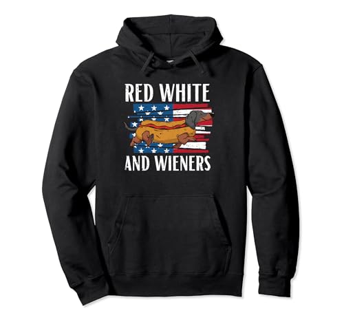 Red White And Wieners Funny Dachshund Dog Lover 4 de julio Sudadera con Capucha
