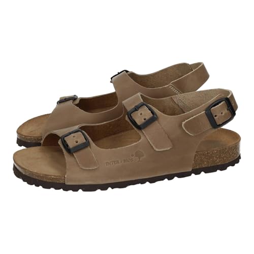 Sandales en cuir femme Inter-Bios 7112 beige à boucles