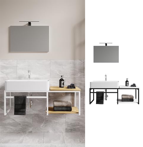 Industrie-Stil Waschbecken – Bodenstehend, Aus Metall, Im Loft-Design, Farbe Bronze, Mit Antirutschmatten