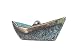 Greek Fishing Boat Ship Solid Bronze Decor Miniature Sculpture Green-Gold Oxidization