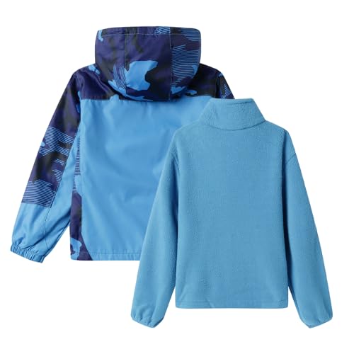LittleSpring Boys Girls 3 in 1 Jackets with Zipper Pockets Detachable Waterproof Coat and Fleece Jacket3