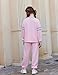 Arshiner Girls Fall Outfits 2 Piece Pant Set Fashion Color Block Stripe Sweatshirt Long Sweatpants with Pocket Loungewear,Pink,11-12 Years