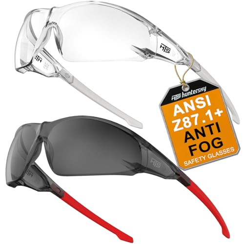 Image of HTS HUNTERSKY ANSI Z87.1 Anti-Fog Clear Safety Glasses Pickleball Youth Baseball Lab Chemistry Goggles Scratch Resistant
