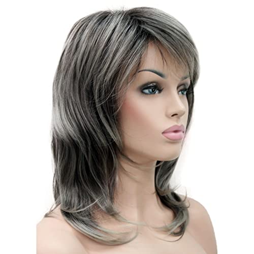 Lydell Long Soft Shaggy Layered Classic Cap Full Synthetic Wig Wigs (Ab76 Grey Ombre) #TOP2