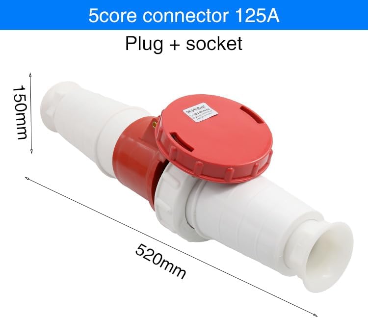 Waterproof Industrial Plug Socket 3 core 4 core 5 core Hole 125A Connector Aviation Socket(5 Core Red)