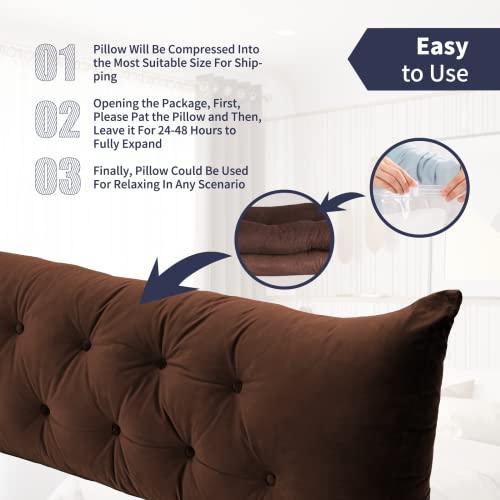 Zafly Bed Wedge Pillow For Headboard, Large Bolster Triangular Headboard Pillow For Sitting Up In Bed, Reading Pillows With Removable Cover, Full (Coffee) #TOP4