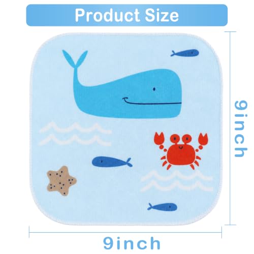 Image of Baby Washcloths, 24Pack Baby Wash Cloths Extra Soft & Ultra Absorbent, Baby Towels and Washcloths Face Towels for Unisex Boys Girls Body, Washclothes Gentle on Sensitive Skin, 9x9 Whales & Crabs